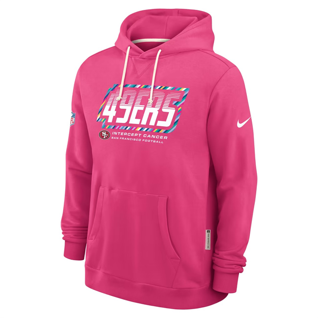 Men's Pink San Francisco 49ers 2026 Crucial Catch Sideline Standard Issue Dri-FIT Pullover Hoodie